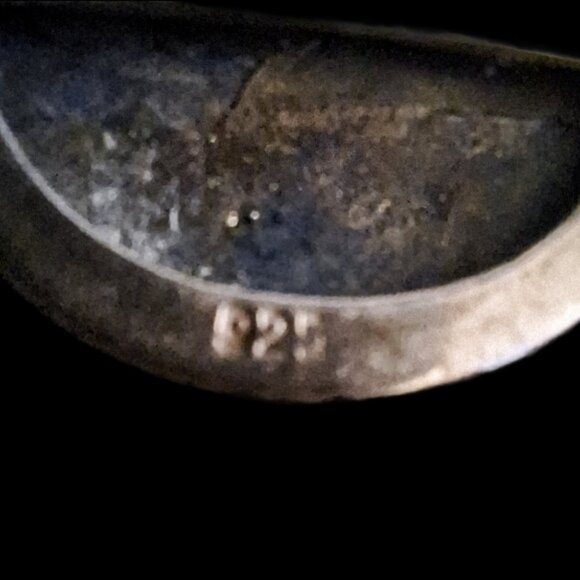 17" Sterling Siver 925 Pendant Necklace Lapiz Lazuli and Druzy Quarts Excellent - Picture 5 of 5